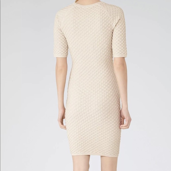 REISS India Shimmer Gold Dress S 4 NEW Lurex Ivory Textured Stretch Bodycon - Picture 4 of 6